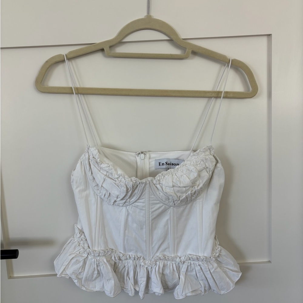 En Saison Cream Ruffled Blouse